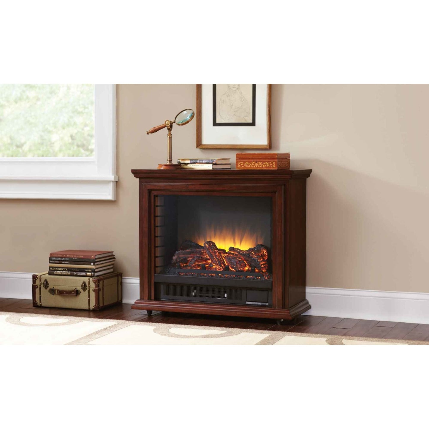 Pleasant Hearth 31.75-in W Cherry Fan-forced Electric Fireplace GLF-5002-68