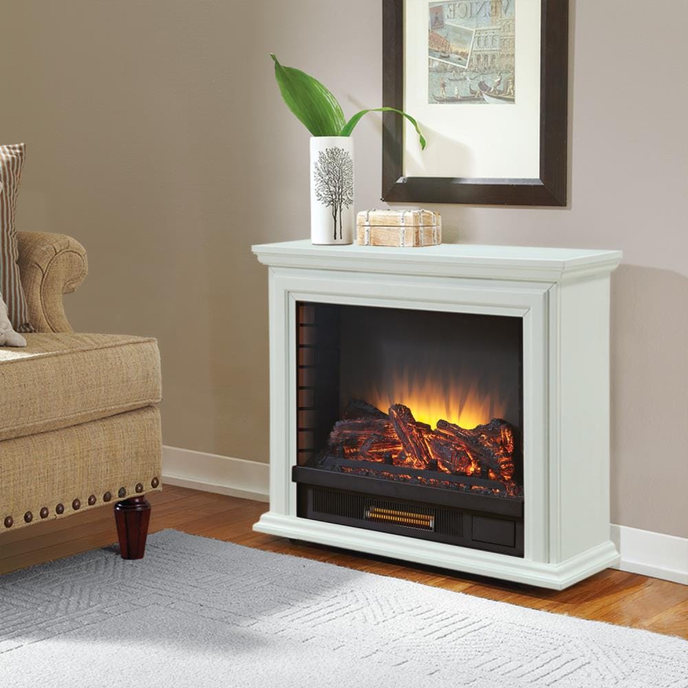 Pleasant Hearth 31.75-in W White Fan-forced Electric Fireplace GLF-5002-50