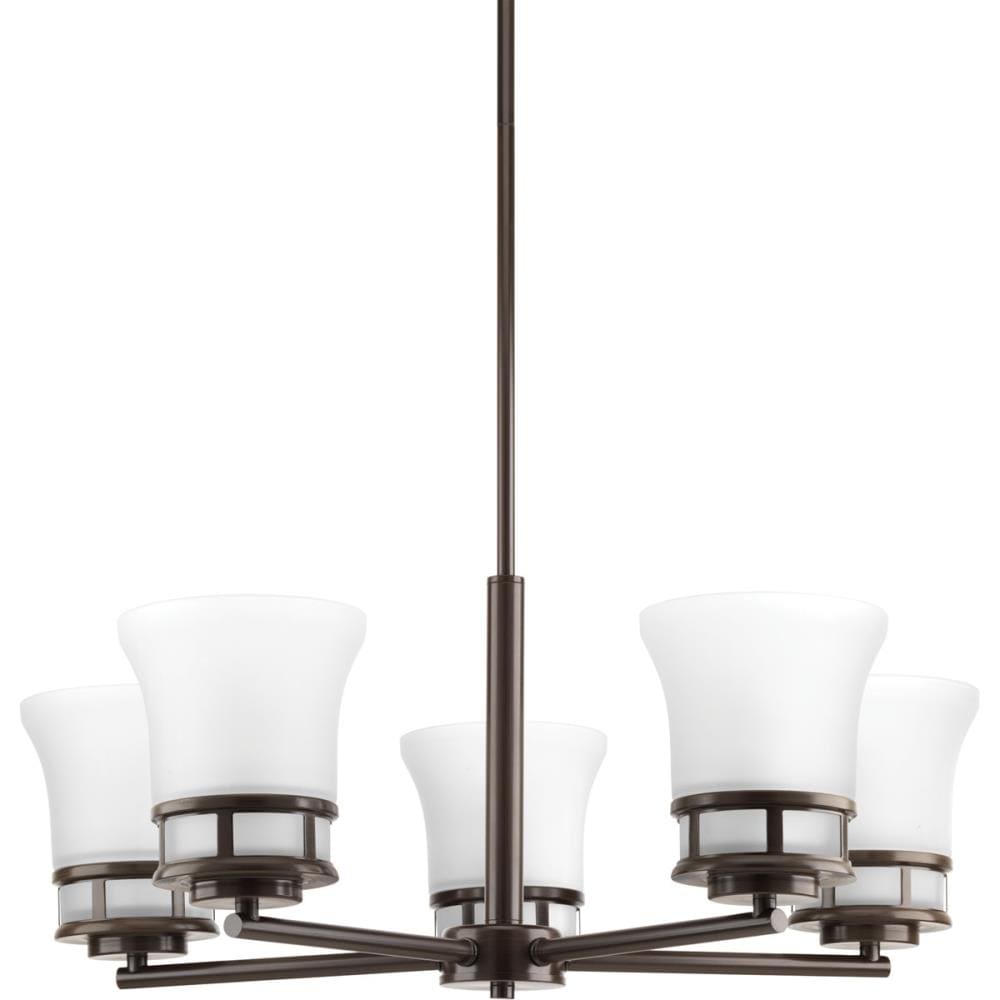 Progress Lighting Cascadia 5 -Light Antique Bronze Coastal For Use in Bedrooms, Dining Rooms, Foyers, Kitchens, Living Rooms Chandelier 797738