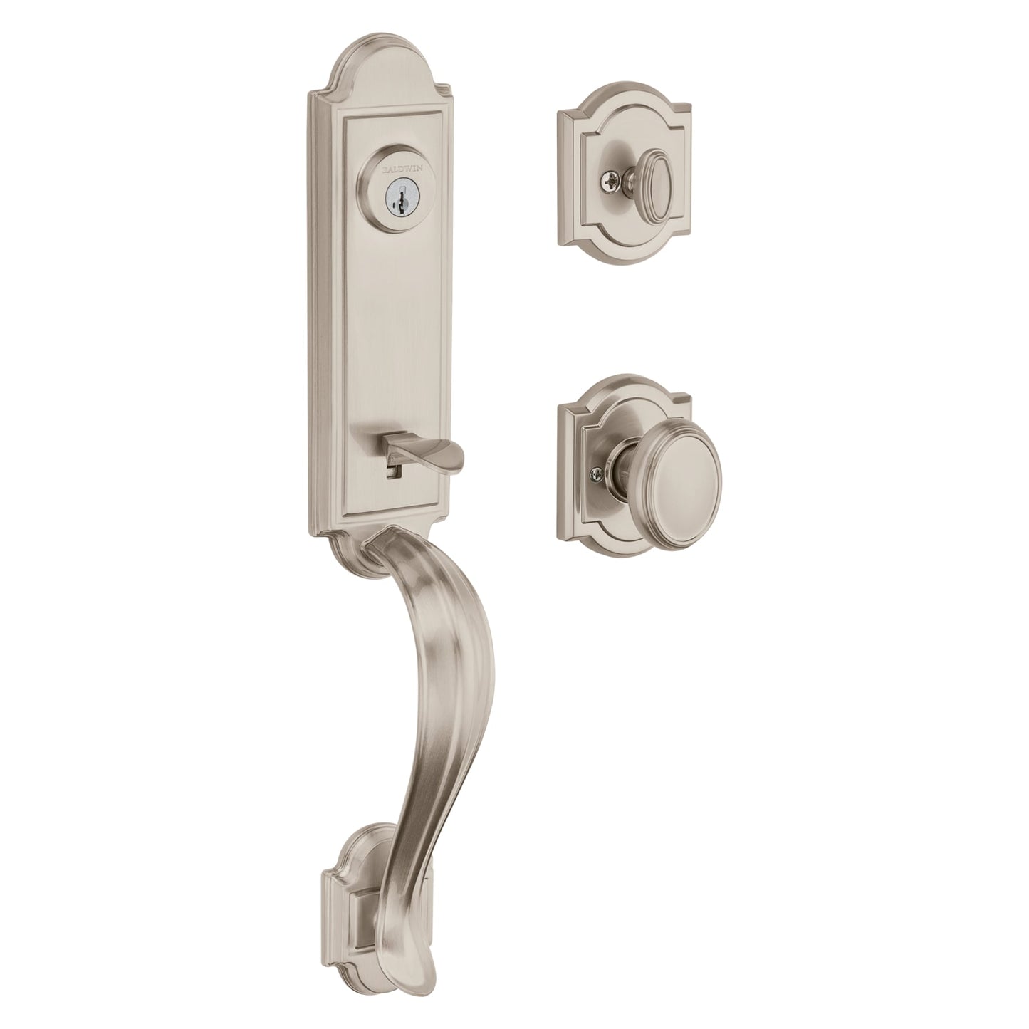 Baldwin Prestige Series Avendale Satin Nickel Single-Cylinder Deadbolt Keyed Entry Door Handleset Knob Smartkey 180AEHXCYK 15 SMT