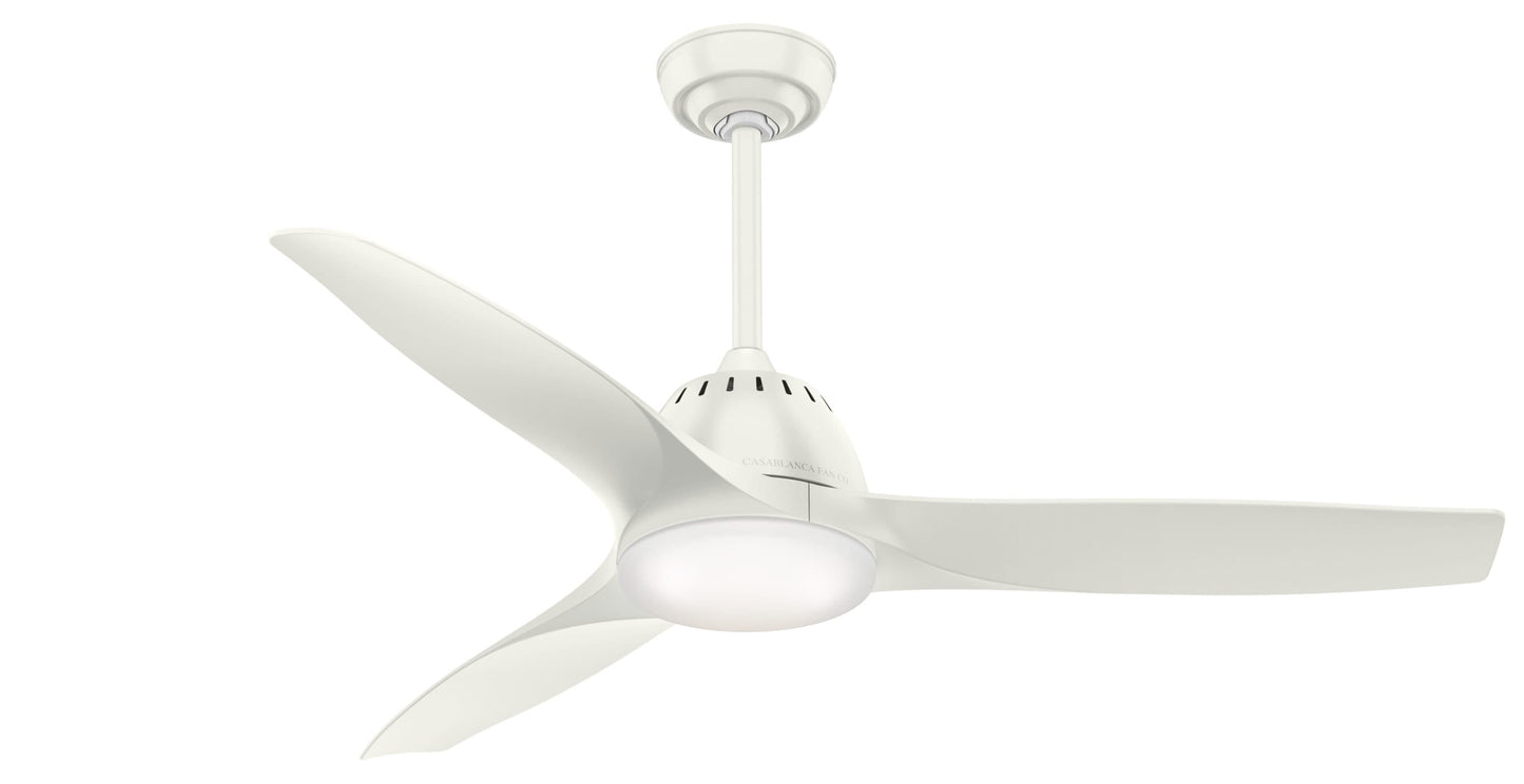 Casablanca Wisp 52-in Integrated LED Downrod or Flush Mount Fresh White with Fresh White Blades With Light and Remote ( 3 -Blade ) 877710