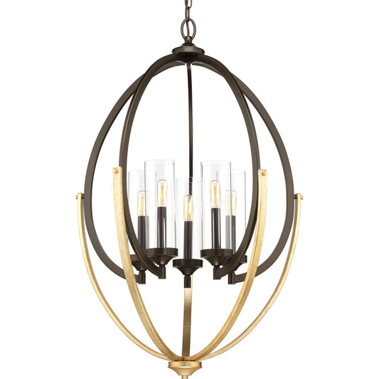 Progress Lighting Evoke 5 -Light Antique Bronze Industrial For Use in Bedrooms, Dining Rooms, Foyers, Kitchens, Living Rooms Chandelier 701441