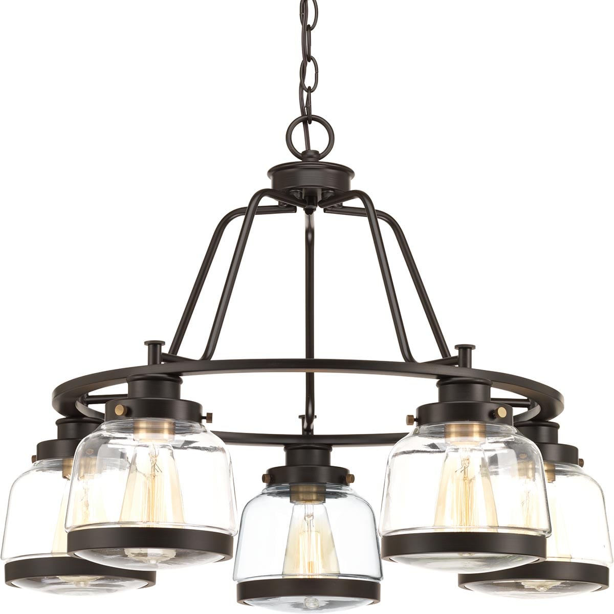 Progress Lighting Judson 5 -Light Antique Bronze Farmhouse For Use in Bedrooms, Dining Rooms, Foyers, Kitchens, Living Rooms Chandelier 2517140
