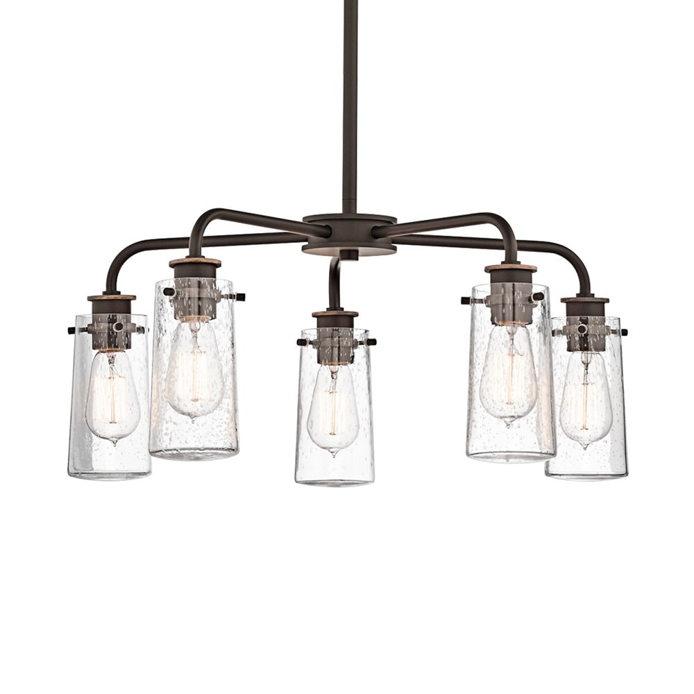 Kichler Braelyn 5 -Light Antique Bronze Farmhouse For Use in Bedrooms, Dining Rooms, Foyers, Kitchens, Living Rooms Chandelier 1252670
