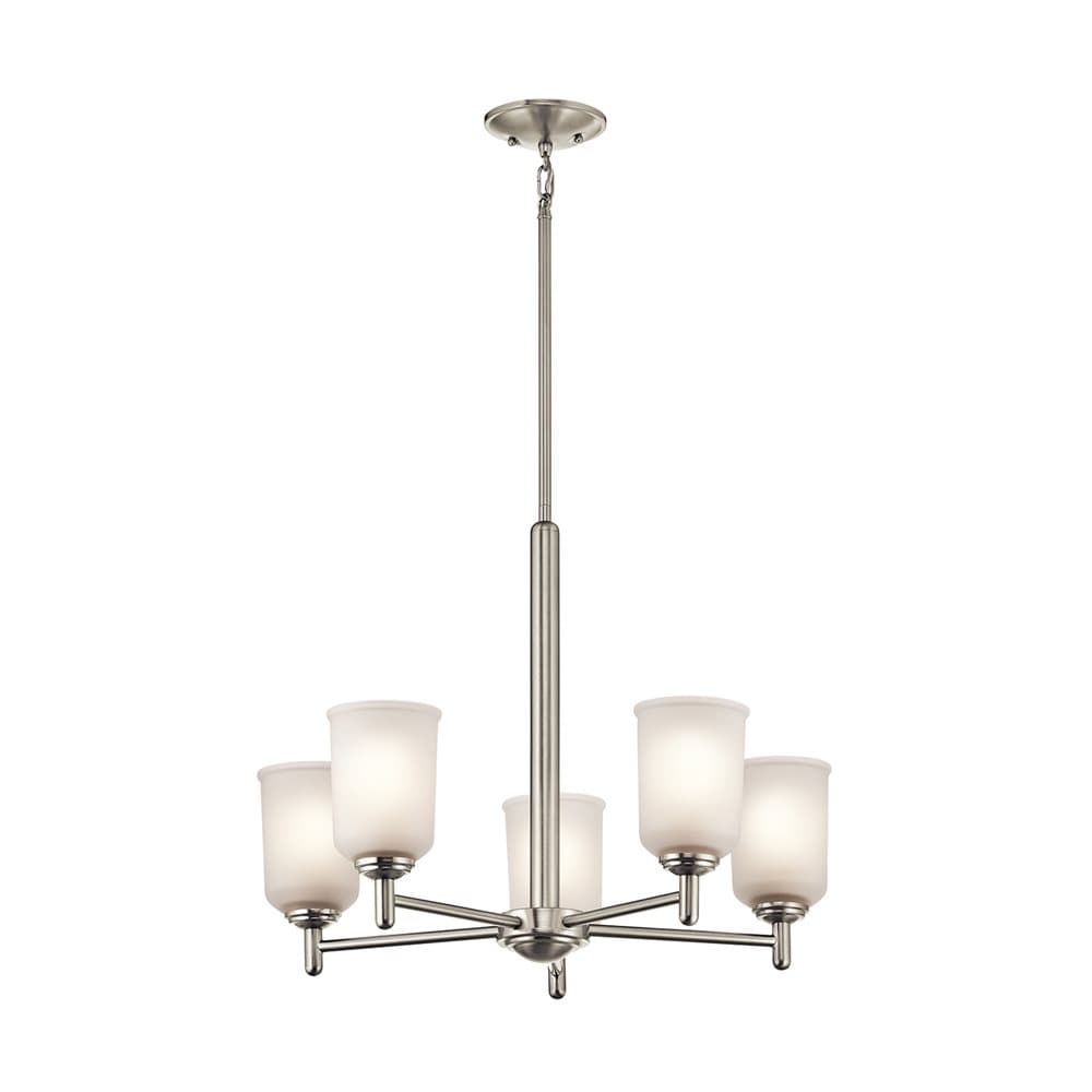 Kichler Shailene 5 -Light Brushed Nickel Transitional For Use in Bedrooms, Dining Rooms, Foyers, Kitchens, Living Rooms Chandelier 1252727