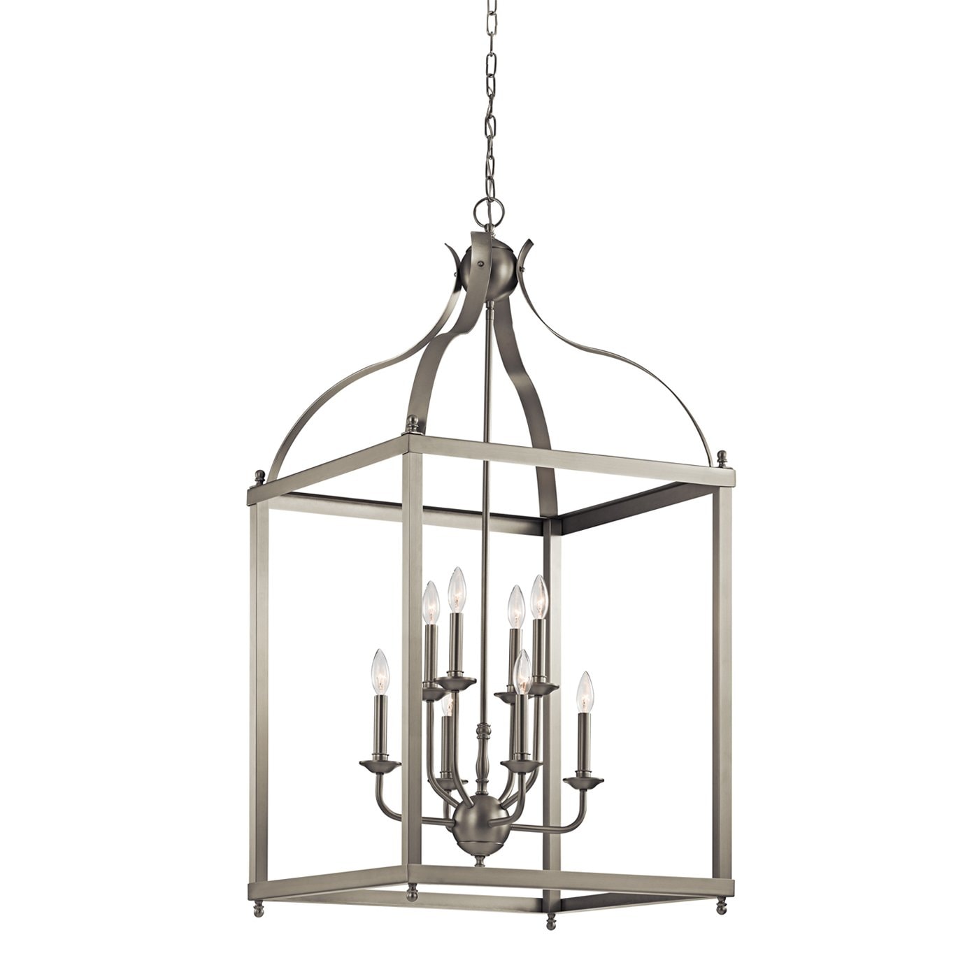 Kichler Larkin 8 -Light Brushed Nickel Transitional Lantern Large Hanging Pendant light 1253191