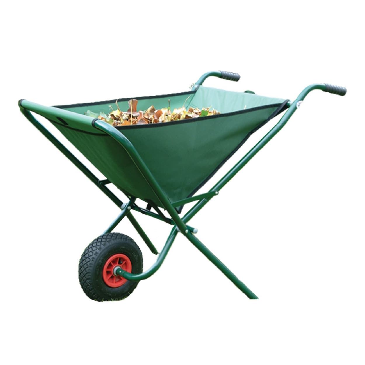 Bosmere Green Folding Wheelbarrow with Steel Frame and Pneumatic Tire, 3.25 Cu. Feet Capacity W302