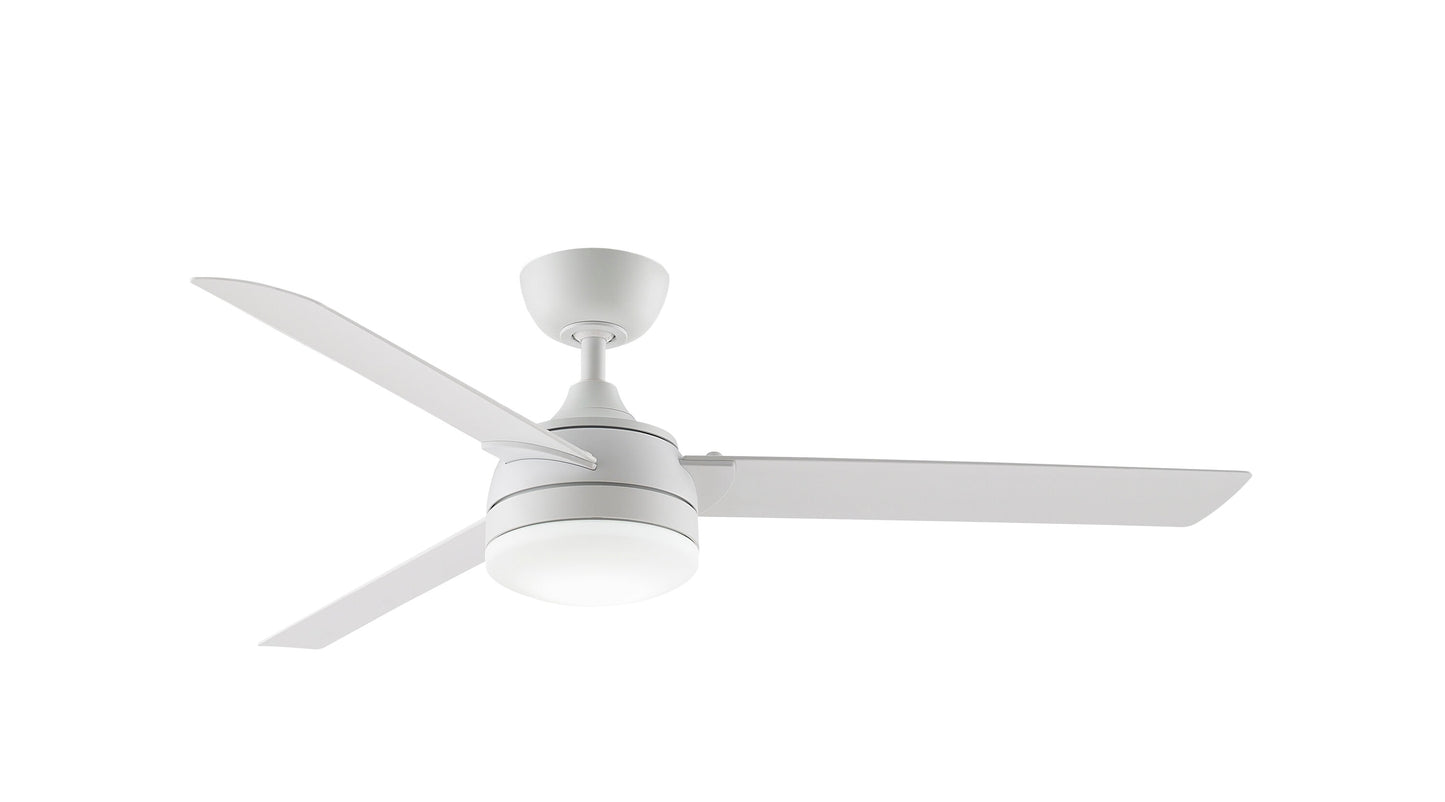 Fanimation Xeno Wet 56-in Integrated LED Outdoor Matte White with Matte White Blades Propeller Ceiling Fan With Light - Remote Included ( 3 -Blade ) 1391726