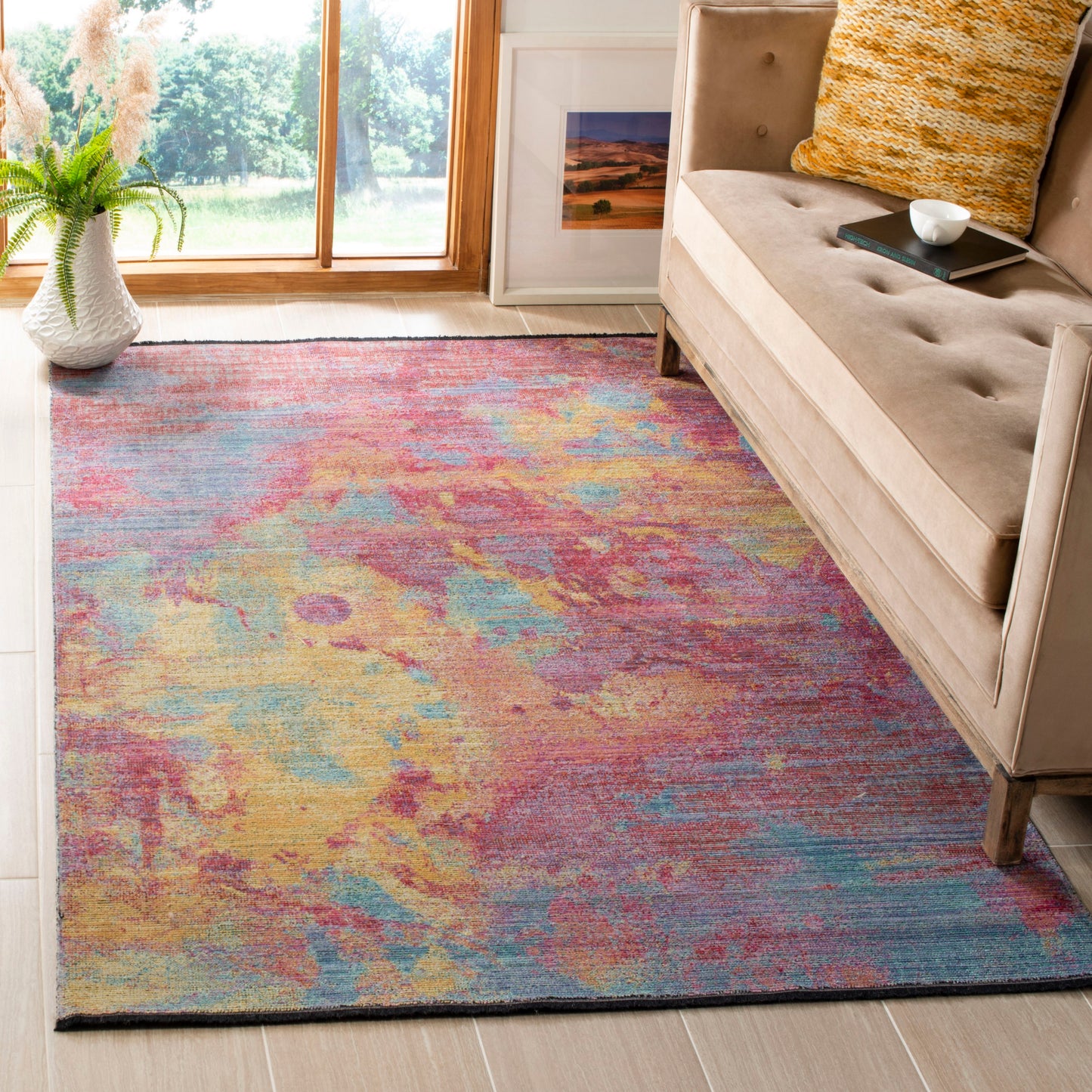 Safavieh Windsor Asanti 9 x 13 (ft) Loomed Fuchsia/Turquoise Rectangular Indoor Abstract Area rug