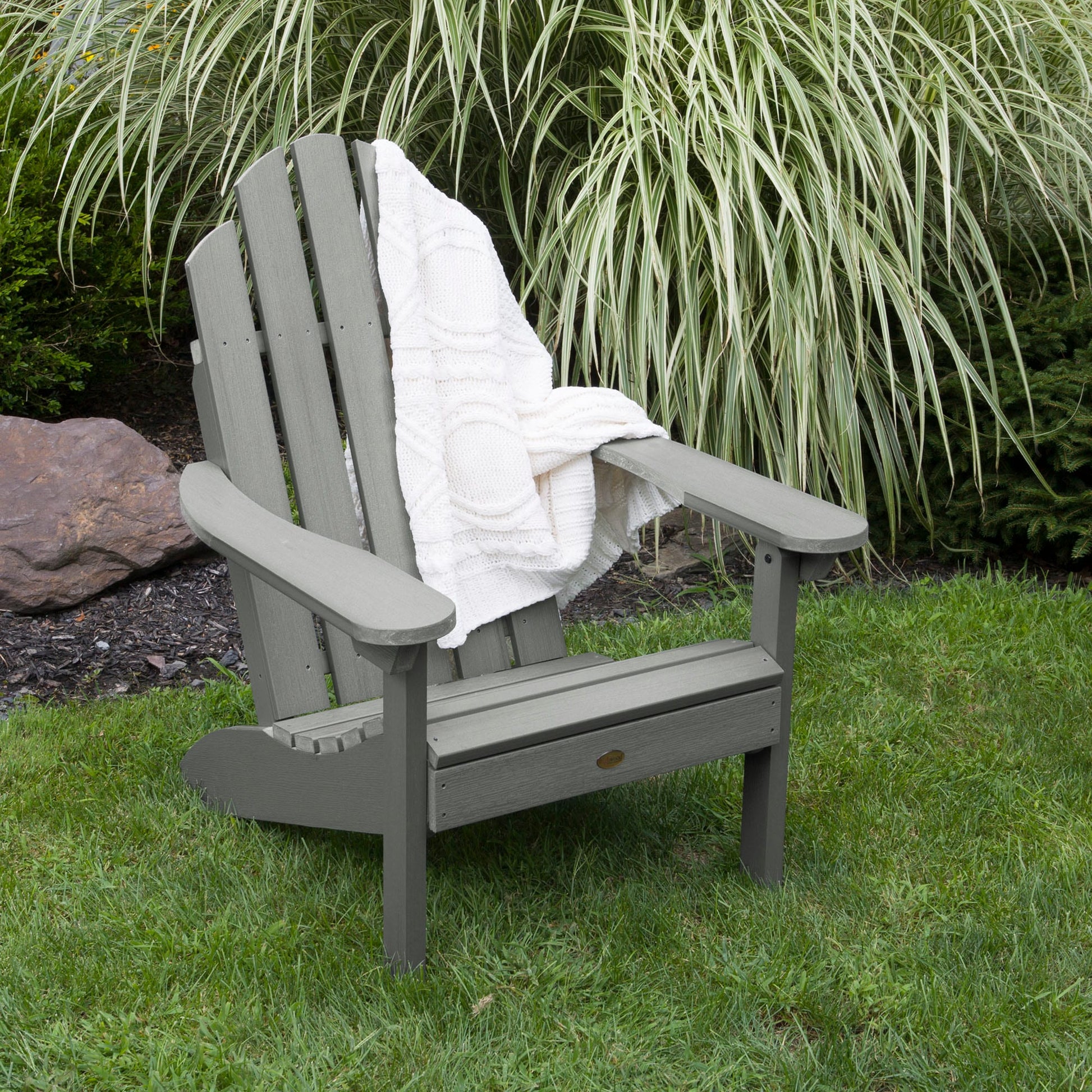 highwood Classic Westport Coastal Teak Poly-lumber Frame Stationary Adirondack Chair with Slat Seat