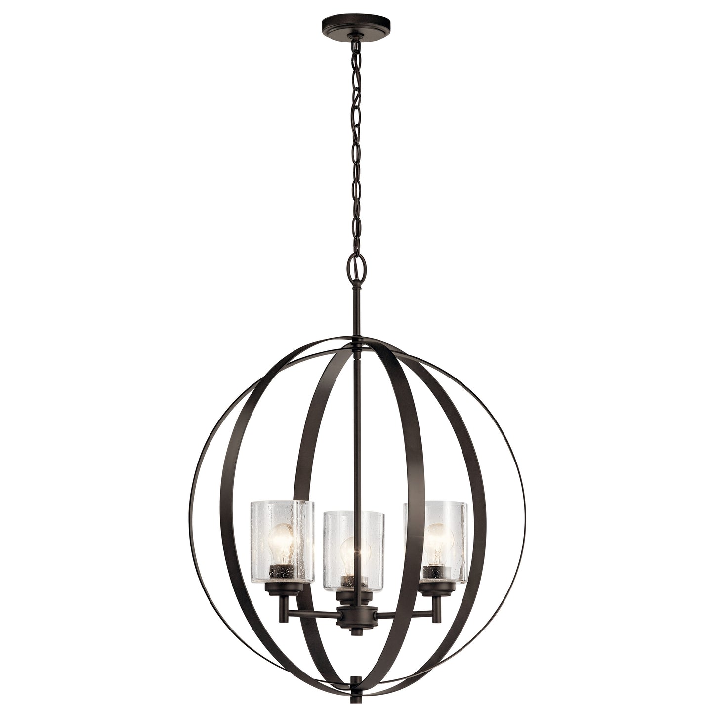 Kichler Winslow 3 -Light Bronze Modern/contemporary Cage For Use in Bedrooms, Dining Rooms, Foyers, Kitchens, Living Rooms Chandelier 1424657