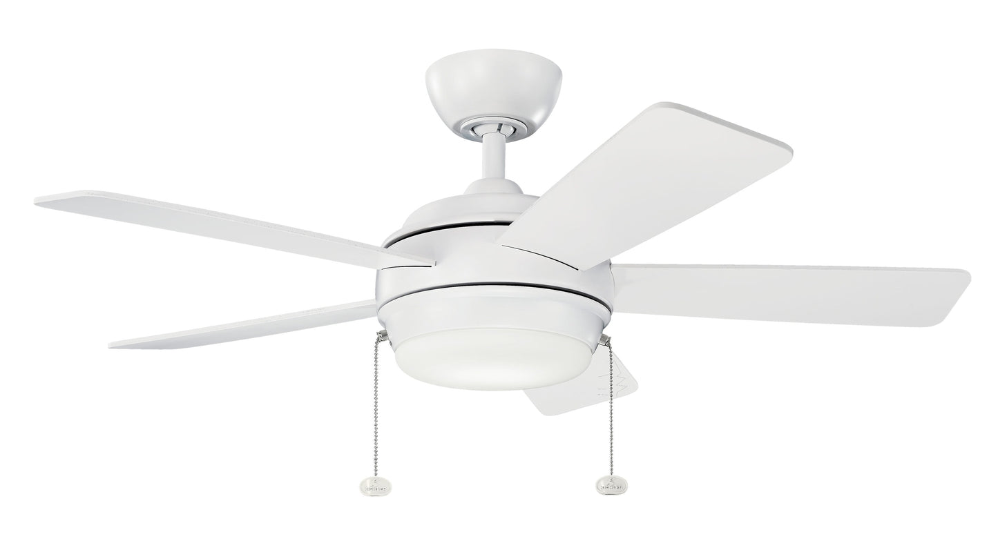 Kichler Starkk 42-in Integrated LED Matte White with Matte White Blades Ceiling Fan With Light ( 5 -Blade ) 1694936