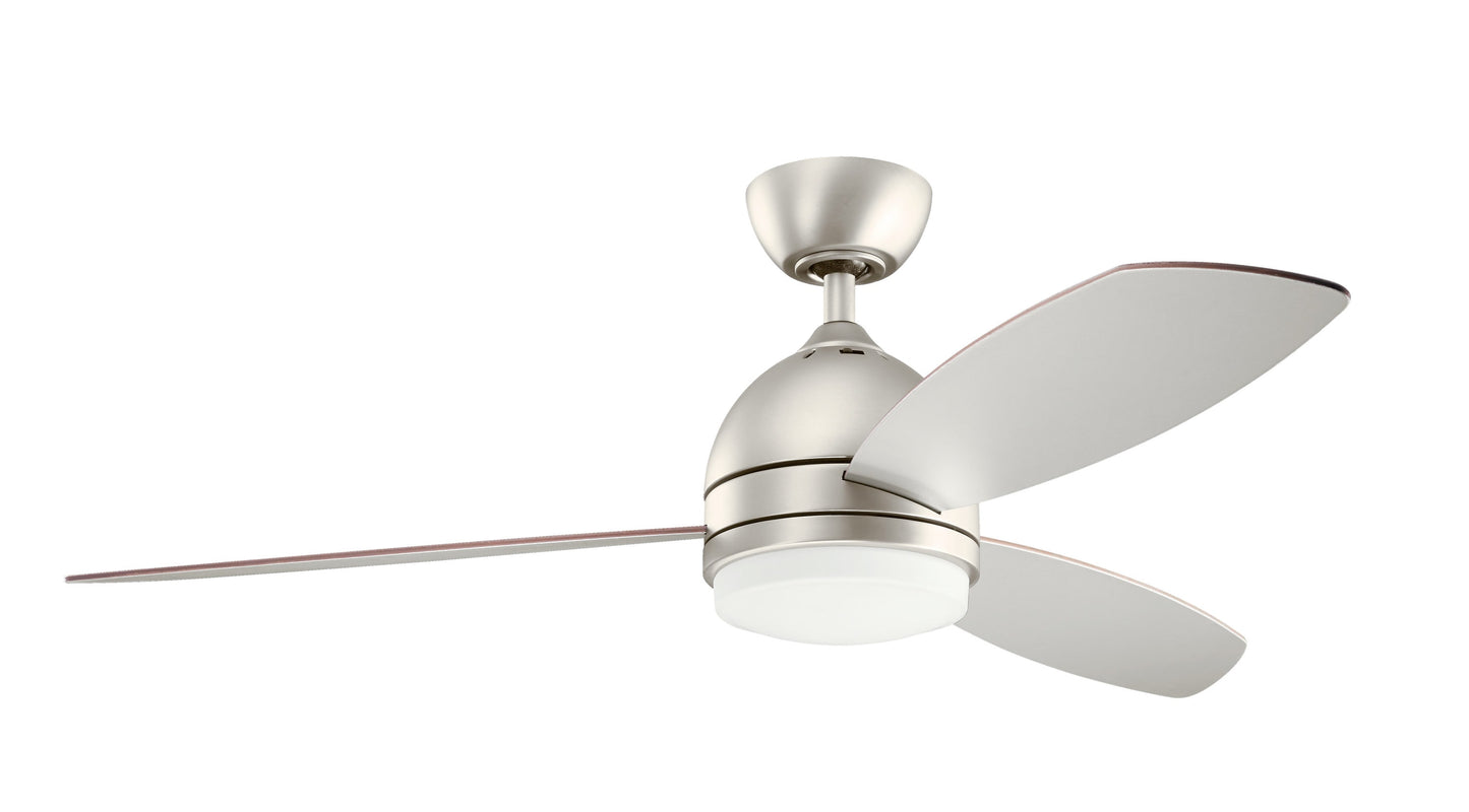 Kichler Vassar 52-in Integrated LED Brushed Nickel with Silver/Walnut Blades Ceiling Fan With Light ( 3 -Blade ) 1694971