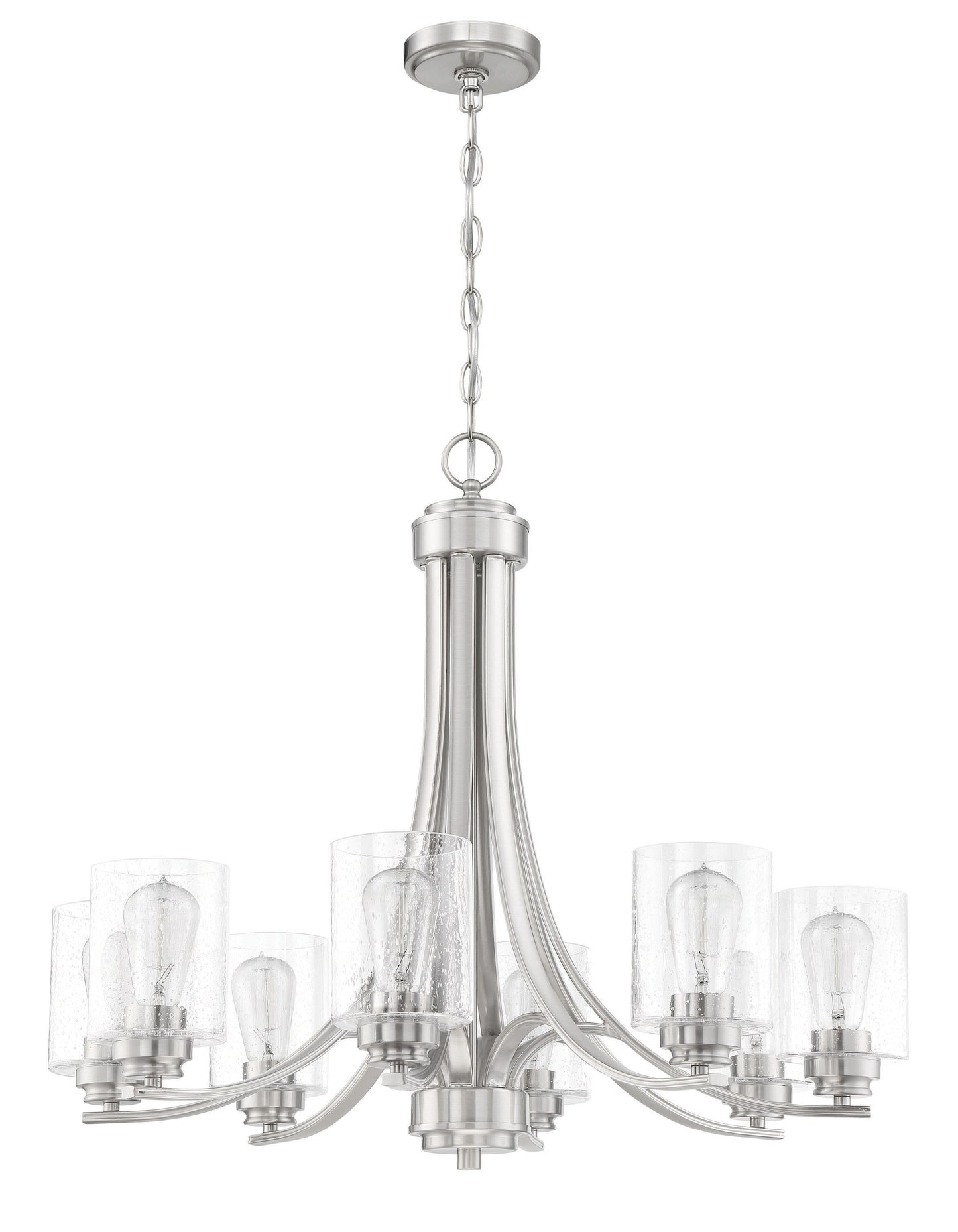 Craftmade Bolden 8 -Light Brushed Nickel Transitional For Use in Bedrooms, Dining Rooms, Foyers, Kitchens, Living Rooms Chandelier 2180082