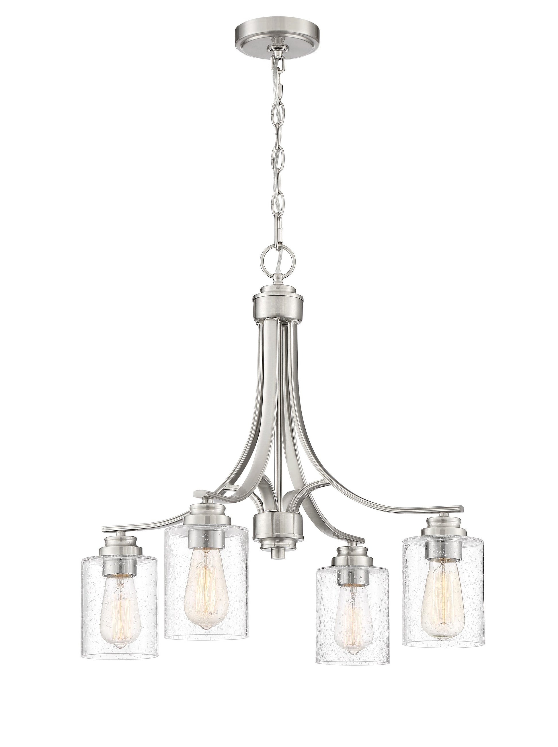 Craftmade Bolden 4 -Light Brushed Nickel Transitional For Use in Bedrooms, Dining Rooms, Foyers, Kitchens, Living Rooms Chandelier 2180081