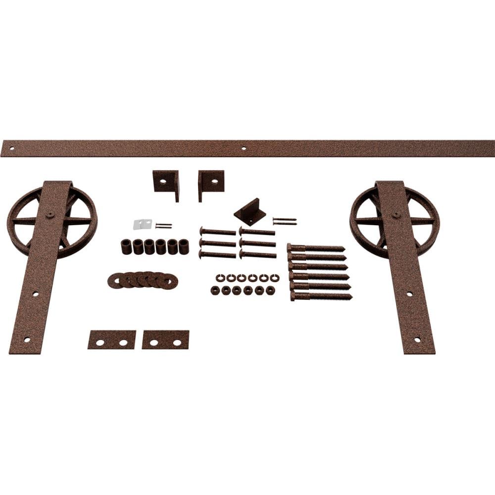 Goldberg Brothers 96-in Copper Vein Indoor Wagon Wheel Single & Double Barn Door Hardware Kit GB600148HWCV