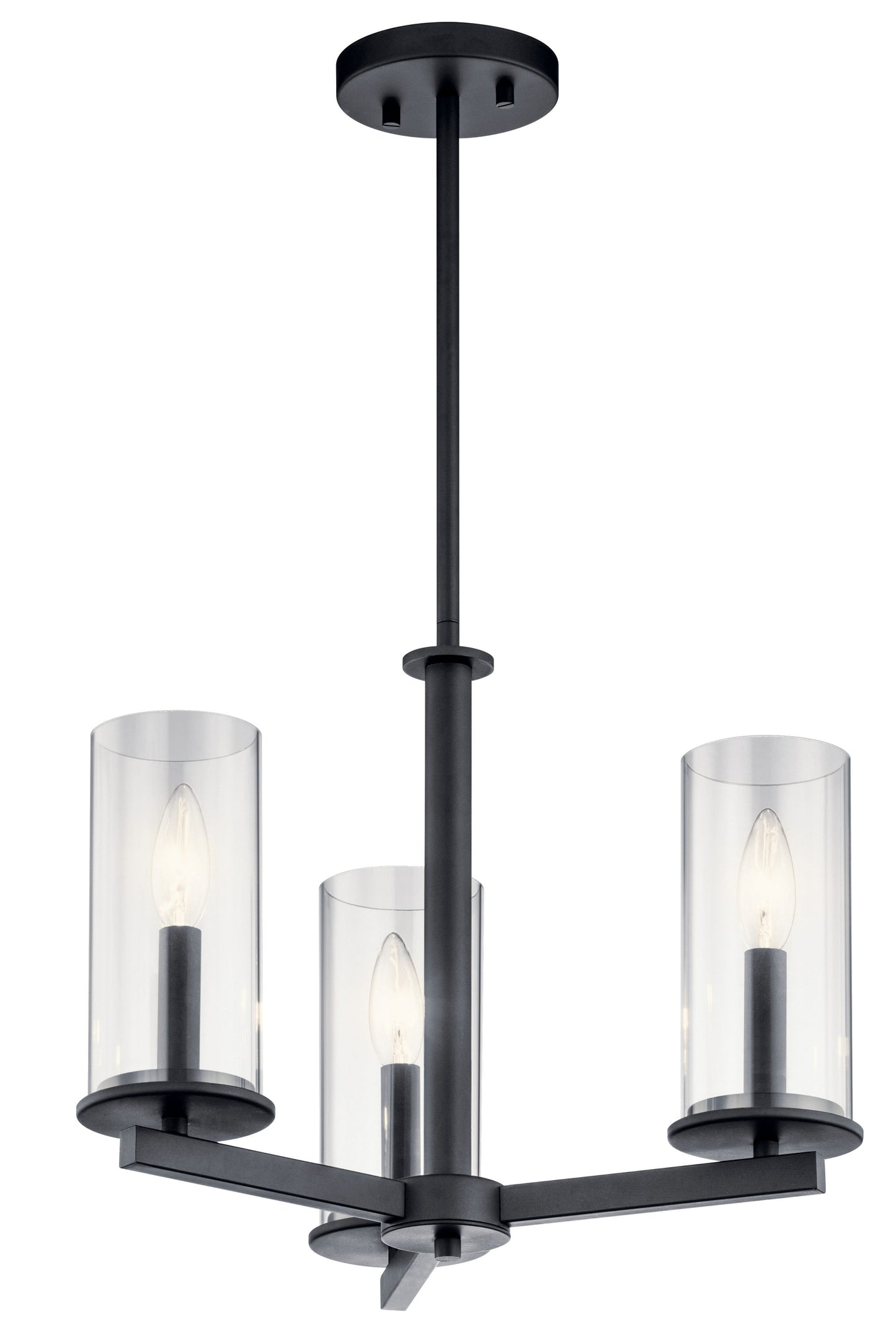 Kichler Crosby 3 -Light Black Modern/contemporary For Use in Bedrooms, Dining Rooms, Foyers, Kitchens, Living Rooms Chandelier 2416109