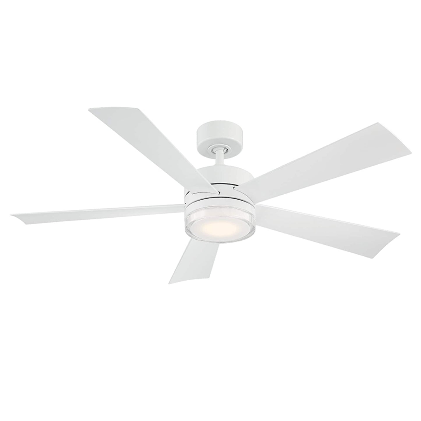 Modern Forms Wynd 52-in Matte White Integrated LED Indoor/Outdoor Smart Ceiling Fan with Light and Remote (5-Blade) FR-W1801-52L-MW