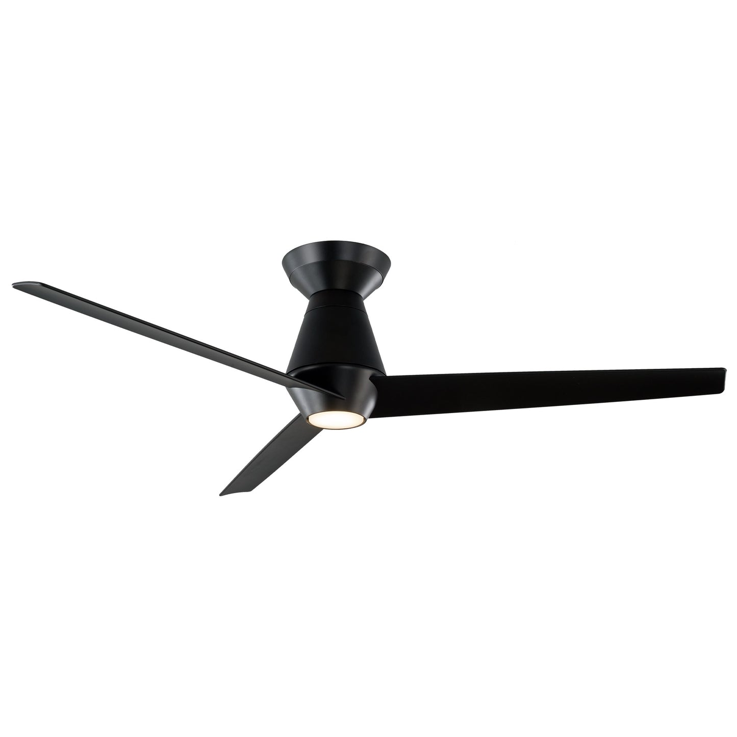 Modern Forms Slim 52-in Matte black Integrated LED Indoor/Outdoor Flush Mount Smart Ceiling Fan with Light and Remote (3-Blade) FH-W2003-52L-MB