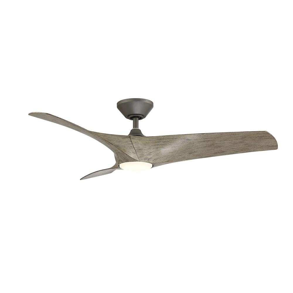 Modern Forms Zephyr 52-in Graphite with Graphite Weathered Wood Blades Integrated LED Indoor/Outdoor Smart Ceiling Fan with Light and Remote (3-Blade) FR-W2006-52L-GH/WW