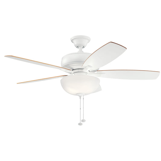 Kichler Terra 52-in Matte White with Matte White/Weathered White Walnut Blades Ceiling Fan With Light ( 5 -Blade ) 4136540