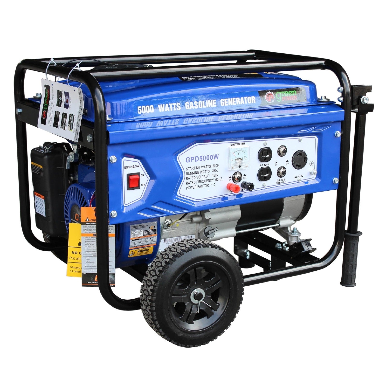 Green-Power America 3850-Watt Single Fuel (Gasoline) Portable Generator GPD5000W