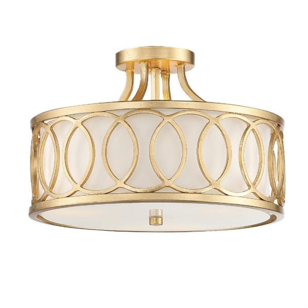 Crystorama Graham 3 -Light 15-in Polished Gold Semi Flush Mount Light