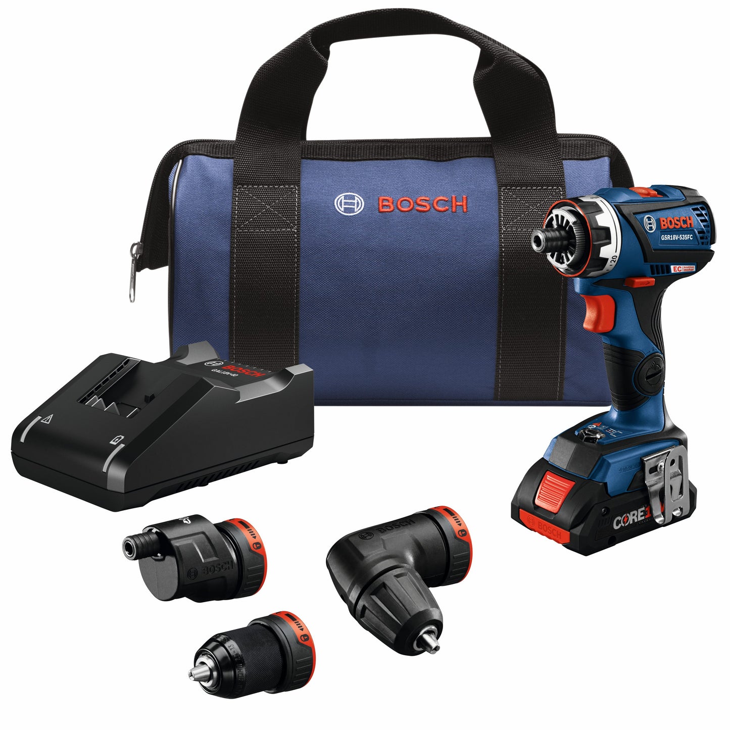 Bosch 18-volt 1/2-in Keyless Brushless Right Angle Cordless Drill (1-Battery Included, Charger Included and Soft Bag included) GSR18V-535FCB15