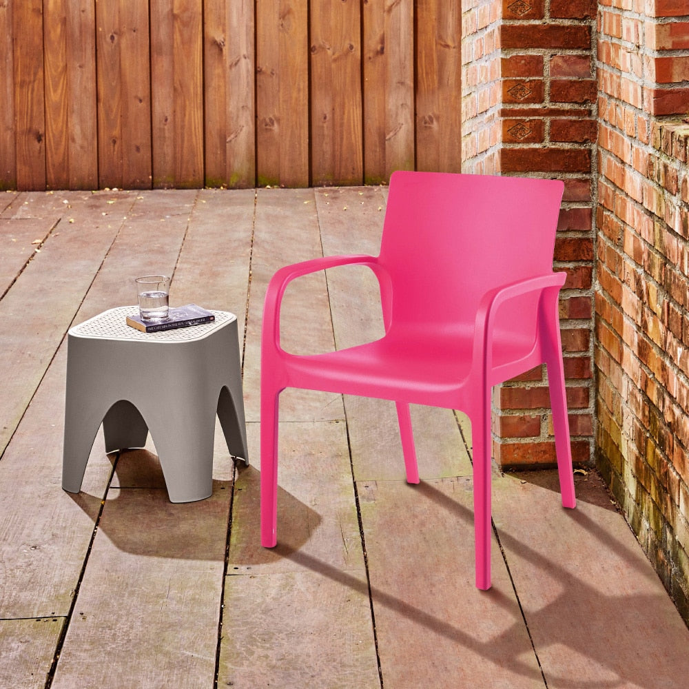 Lagoon Alissa Set of 2 Stackable Fuchsia Resin Frame Stationary Dining Chair with Solid Seat