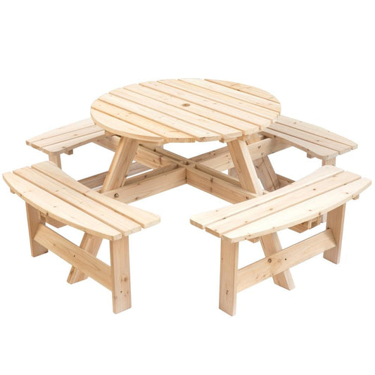 Gardenised 65-in Brown wood Round Picnic Table