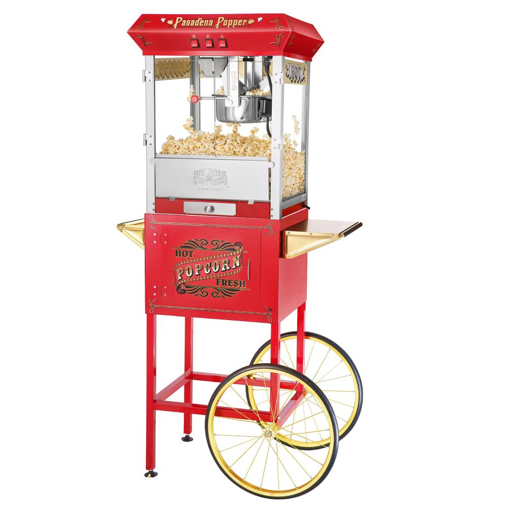 Great Northern Popcorn 3 Cups Red Oil Freestanding Popcorn Machine Cart 387566MZB
