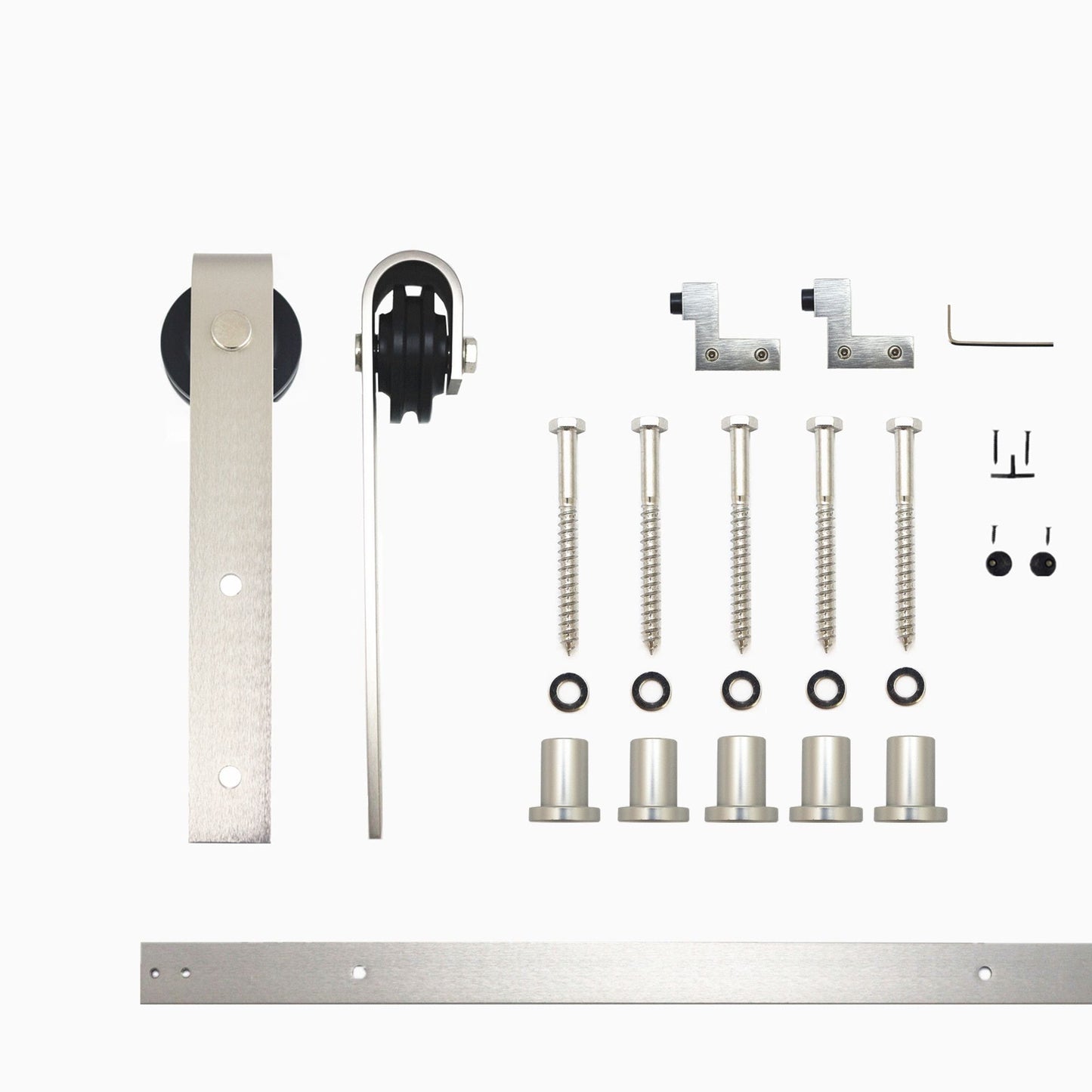 HOMACER 72-in Brushed Nickel Indoor J-strap Single Barn Door Hardware Kit YT1DNZ072C