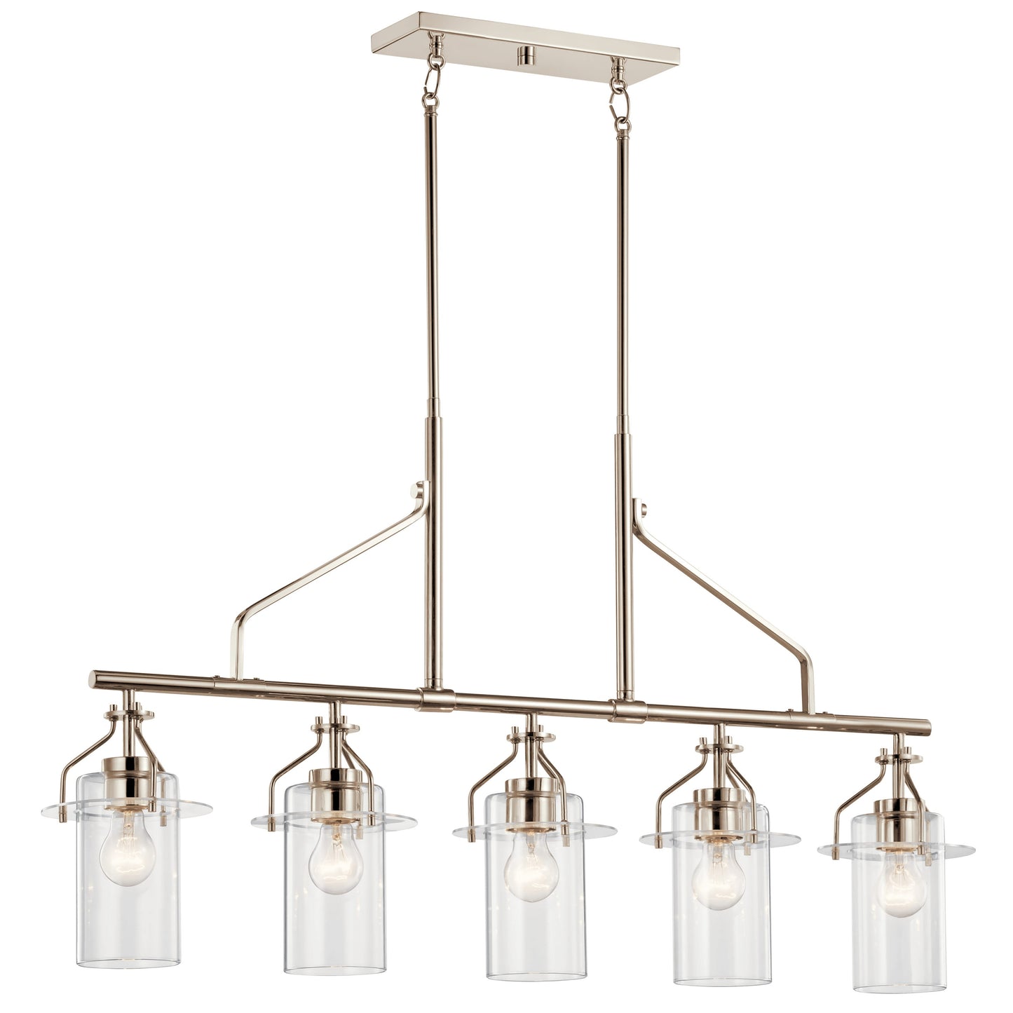 Kichler Everett 5 -Light Brushed Nickel Industrial For Use in Bedrooms, Dining Rooms, Foyers, Kitchens, Living Rooms Chandelier