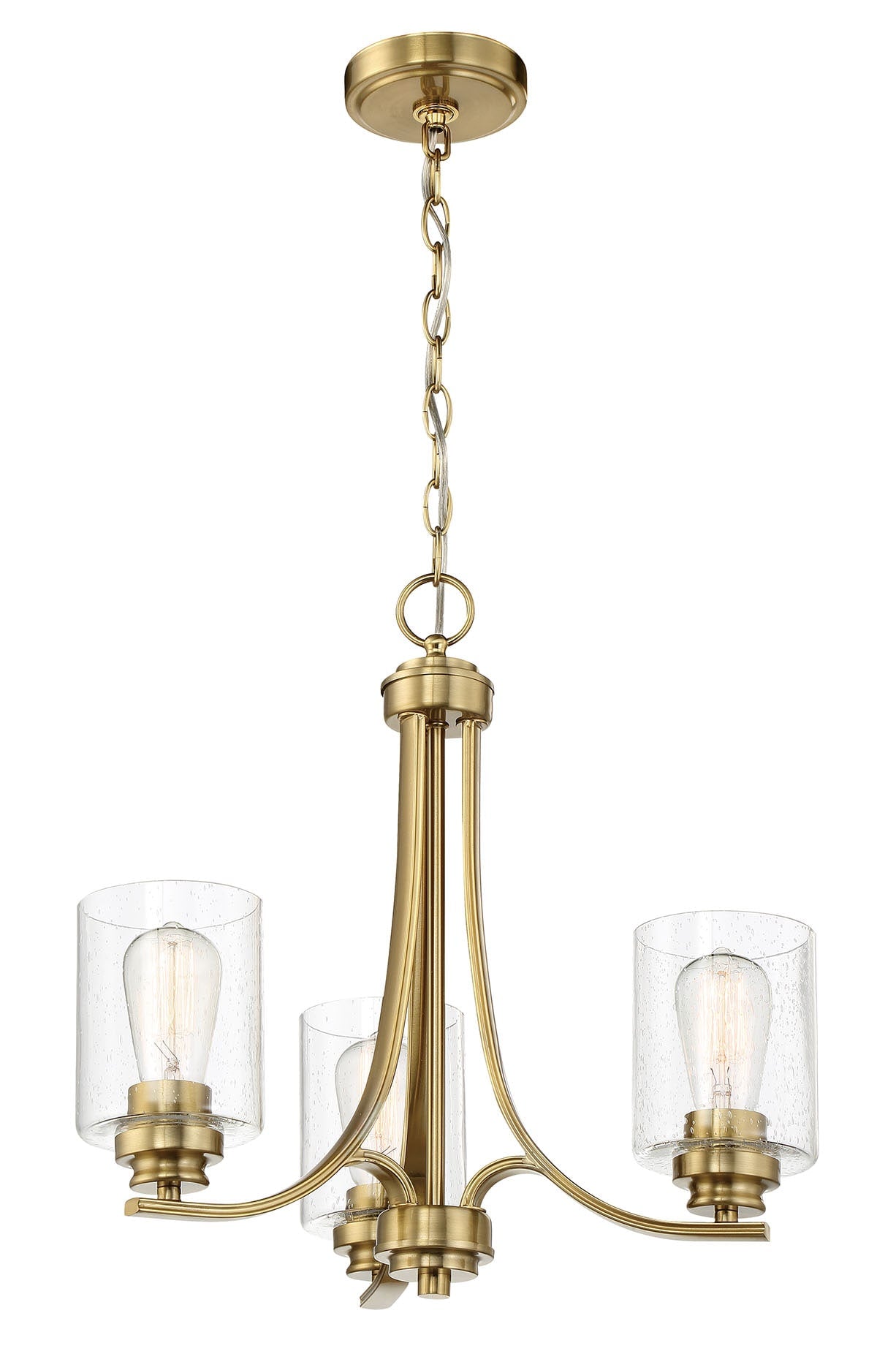 Craftmade Bolden 3 -Light Satin Brass Transitional Beaded For Use in Bedrooms, Dining Rooms, Foyers, Kitchens, Living Rooms Chandelier 5069145