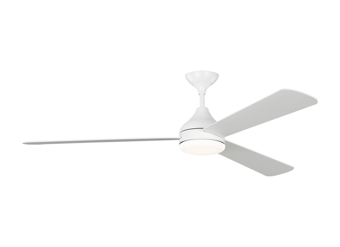 Generation Lighting Streaming Smart 60-in Matte White Integrated LED Indoor Smart Propeller Ceiling Fan with Light and Remote (3-Blade) 3STMSM60RZWD