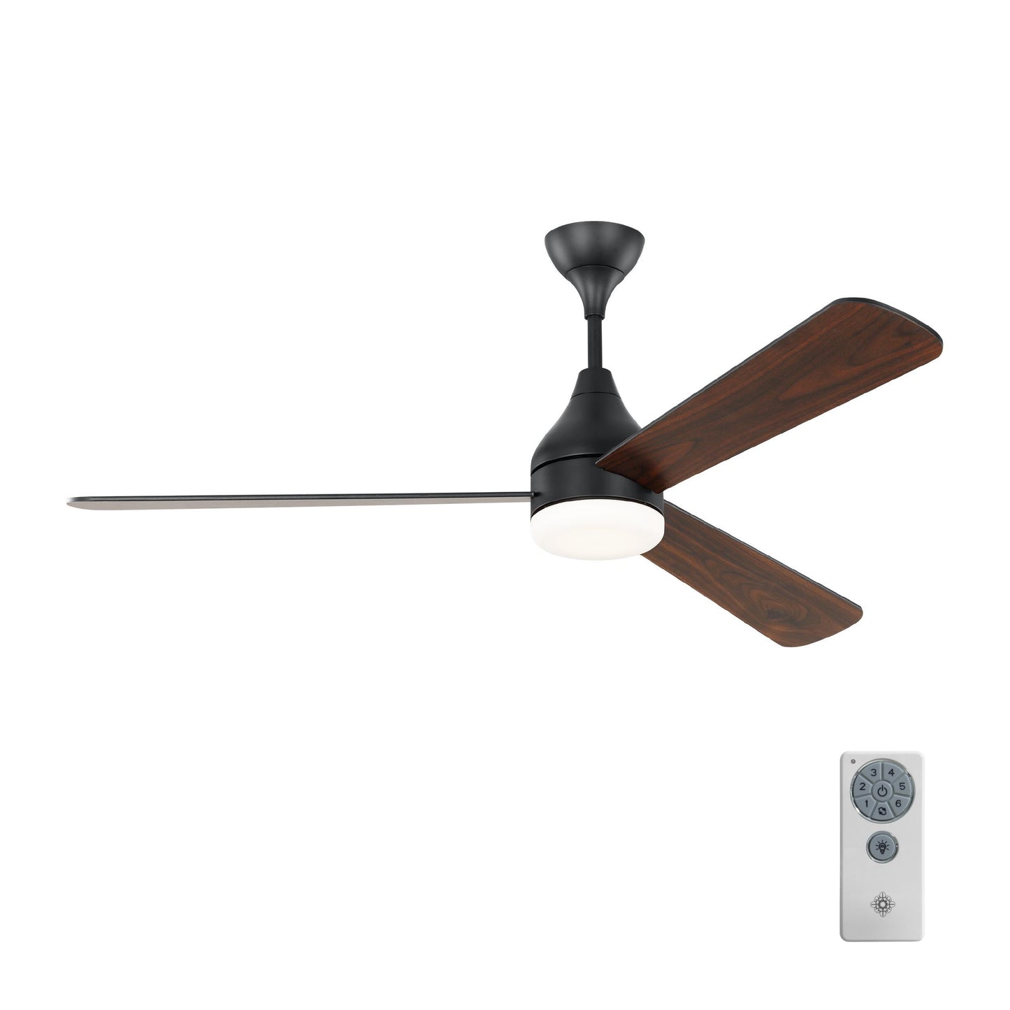Generation Lighting Streaming Smart 60-in Midnight Black Integrated LED Indoor Smart Propeller Ceiling Fan with Light and Remote (3-Blade) 3STMSM60MBKD