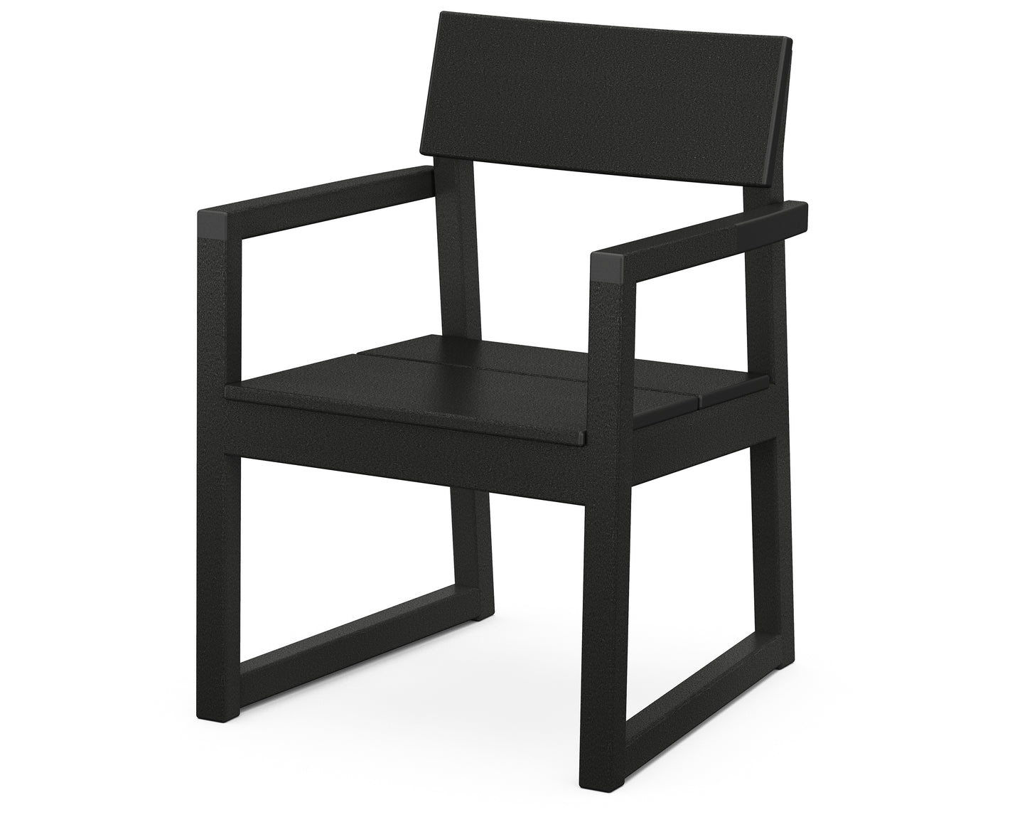 POLYWOOD EDGE Black HDPE Frame Stationary Dining Chair with Slat Seat