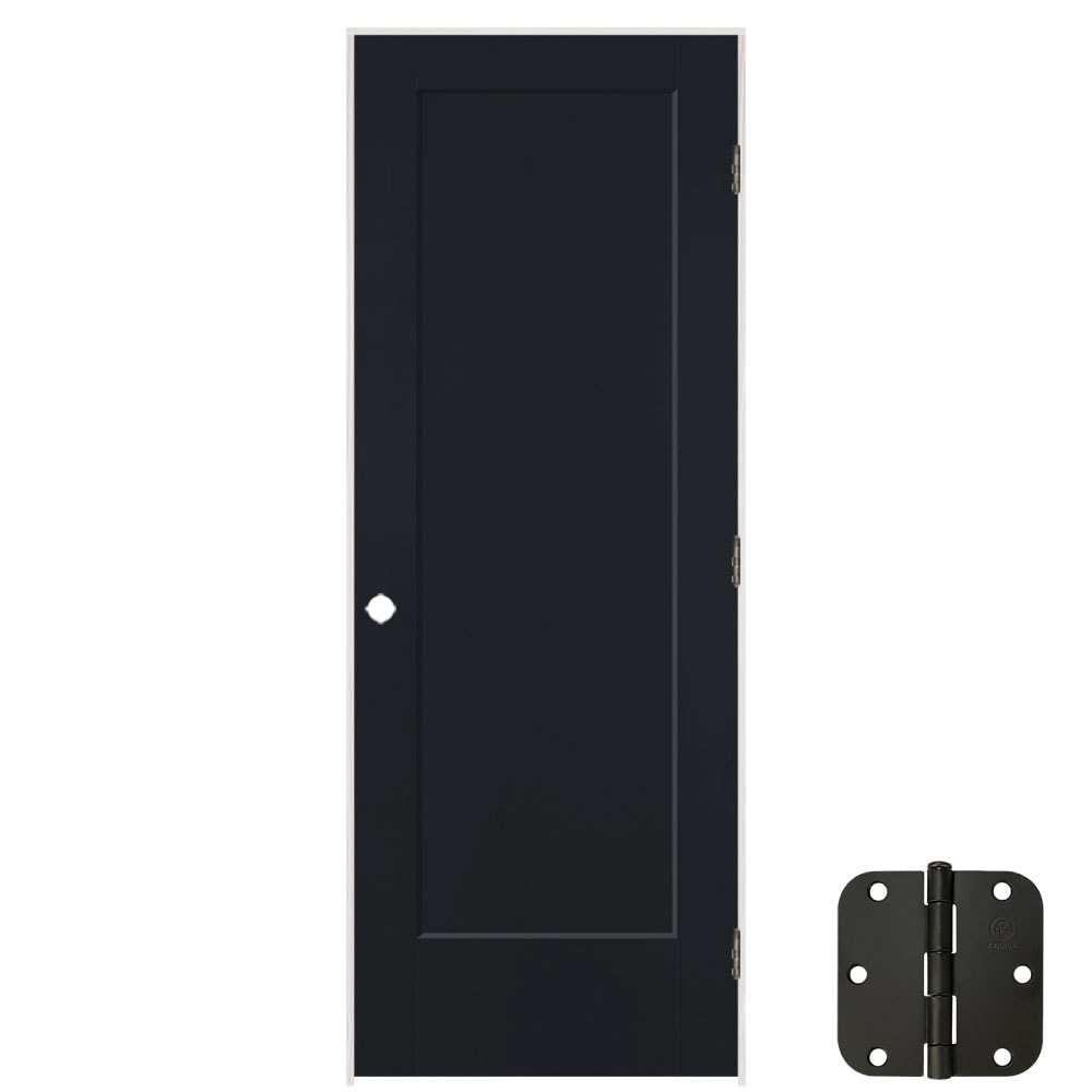 Masonite 32-in x 80-in Midnight Solid core 1-panel square Left hand Smooth Prefinished Molded composite Flat Jamb Single Prehung Interior Door