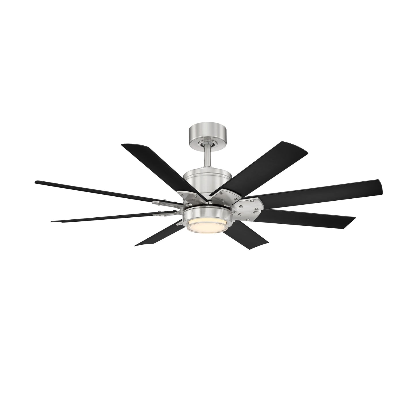 Modern Forms Renegade 52-in Brushed Nickel with Matte Black Blades Integrated LED Indoor/Outdoor Smart Ceiling Fan with Light and Remote (8-Blade) FR-W2001-52L-BN/MB