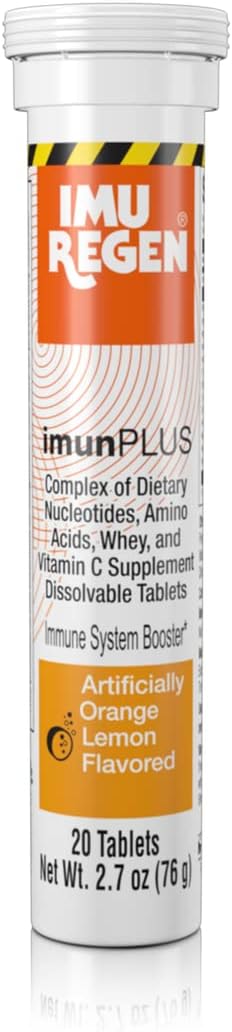 ImunPLUS - ATP Booster with 5 Dietary Nucleotides,118 Oligopeptides and 17 Amino Acids + VIT C + Whey - Orange Flavor