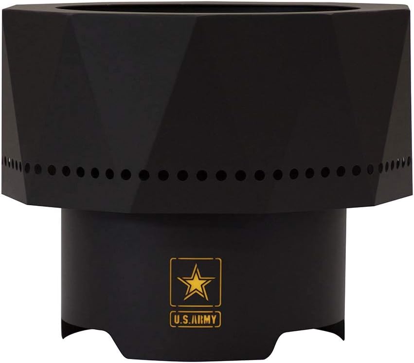 Blue Sky Outdoor Living U.S. Army Ridge Portable Fire Pit, Smokeless Fire Pit with Carrying Bag, Black