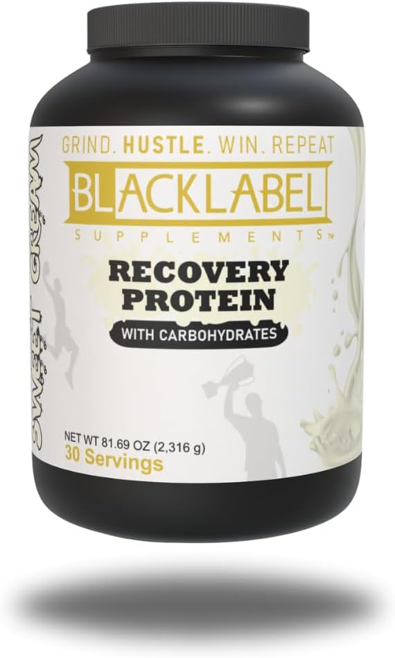 BLACKLABEL Supplements Recovery Protein, Sweet Cream, Whey Isolate, 25g Protein, 50g Carbs, Post-Workout Supplement