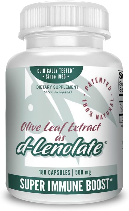 East Park Olive Leaf Extract (OLE) Super Strength d-Lenolate 500mg | 18% or More Oleuropein Immune System Booster | 180 Vegetarian Capsules (Non-GMO)