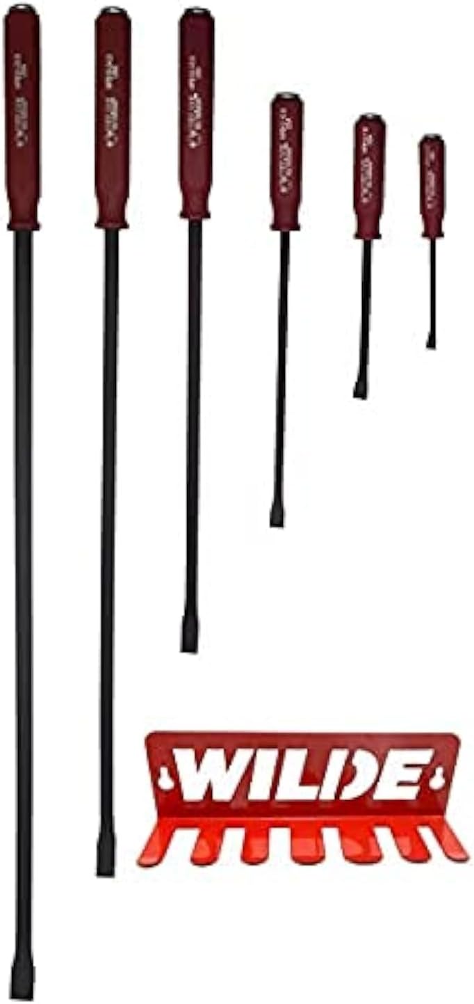 Wilde Tool HPB7/DB 7 Piece Hard Cap Pry Bar W/Rack Set