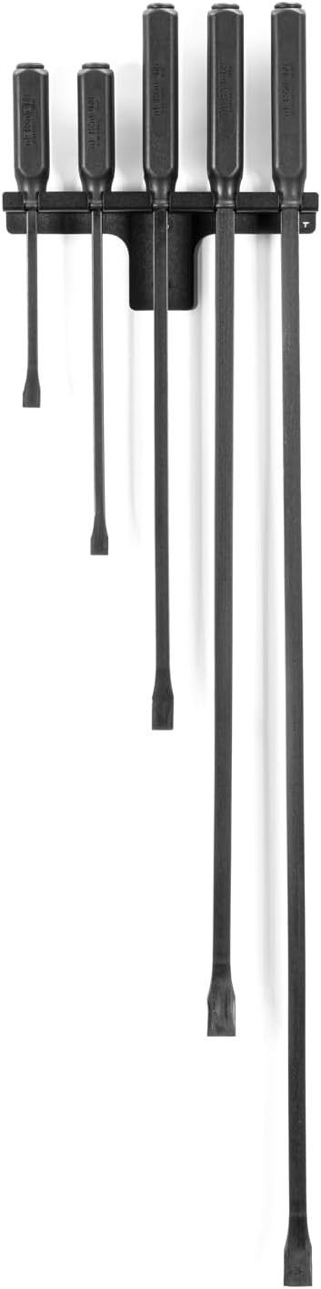 TEKTON Angled End Handled Pry Bar Set with Wall Hanger, 5-Piece (12, 17, 25, 36, 45 in.) | LSQ96504 | Made in USA
