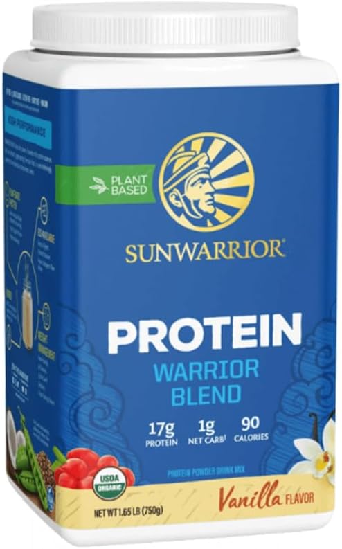 Sunwarrior Warrior Blend - Organic Vegan Plant Protein Powder with BCAAs and Pea Protein - Dairy free, Gluten Free, Soy Free, Non- GMO, Plant based protein powder, Sugar free and Keto Friendly