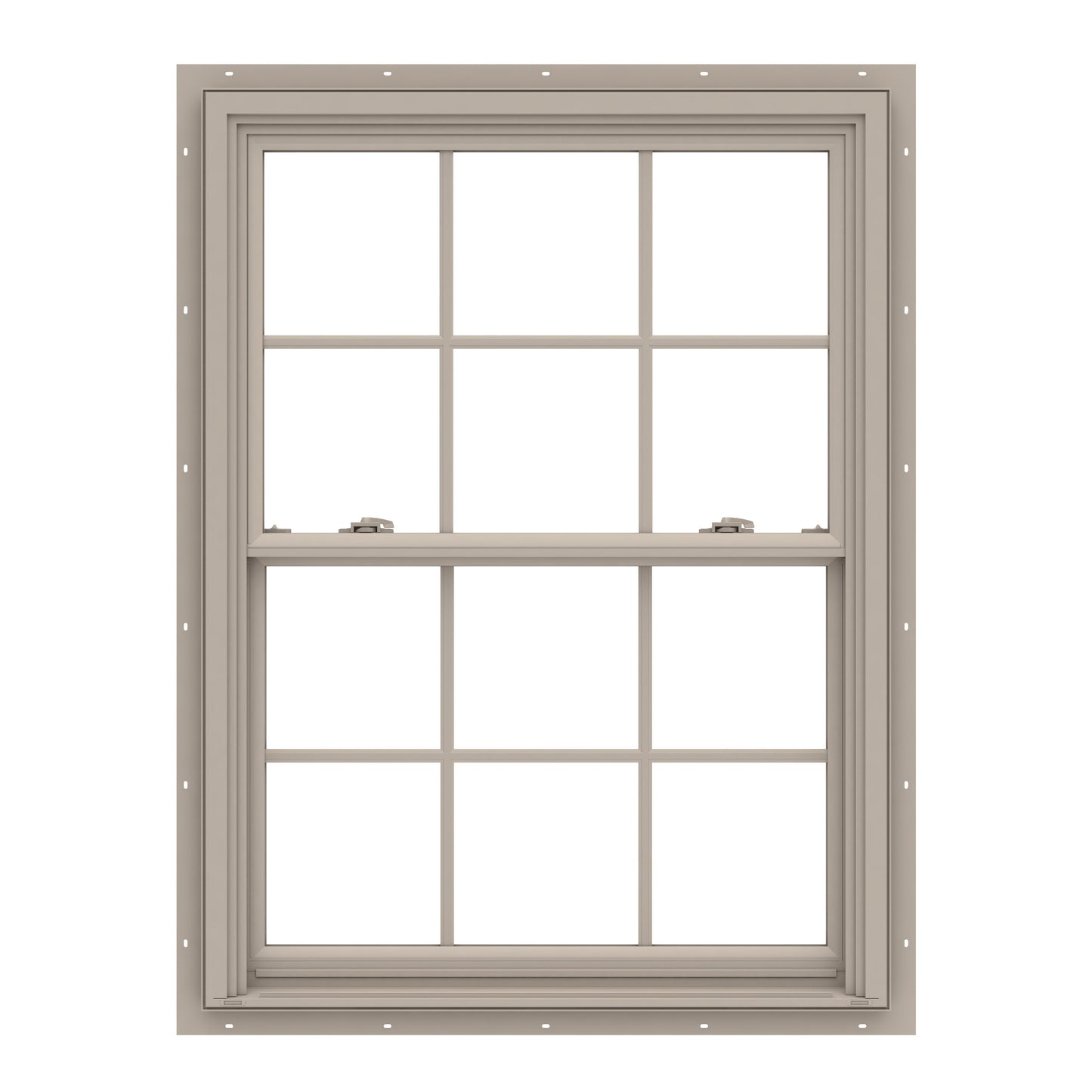 Pella 150 Series 35-1/2-in x 45-1/2-in Fossil Fossil Vinyl New construction Double Hung Window Low-E argon Double Pane Glass with Grids (Full Screen Included)