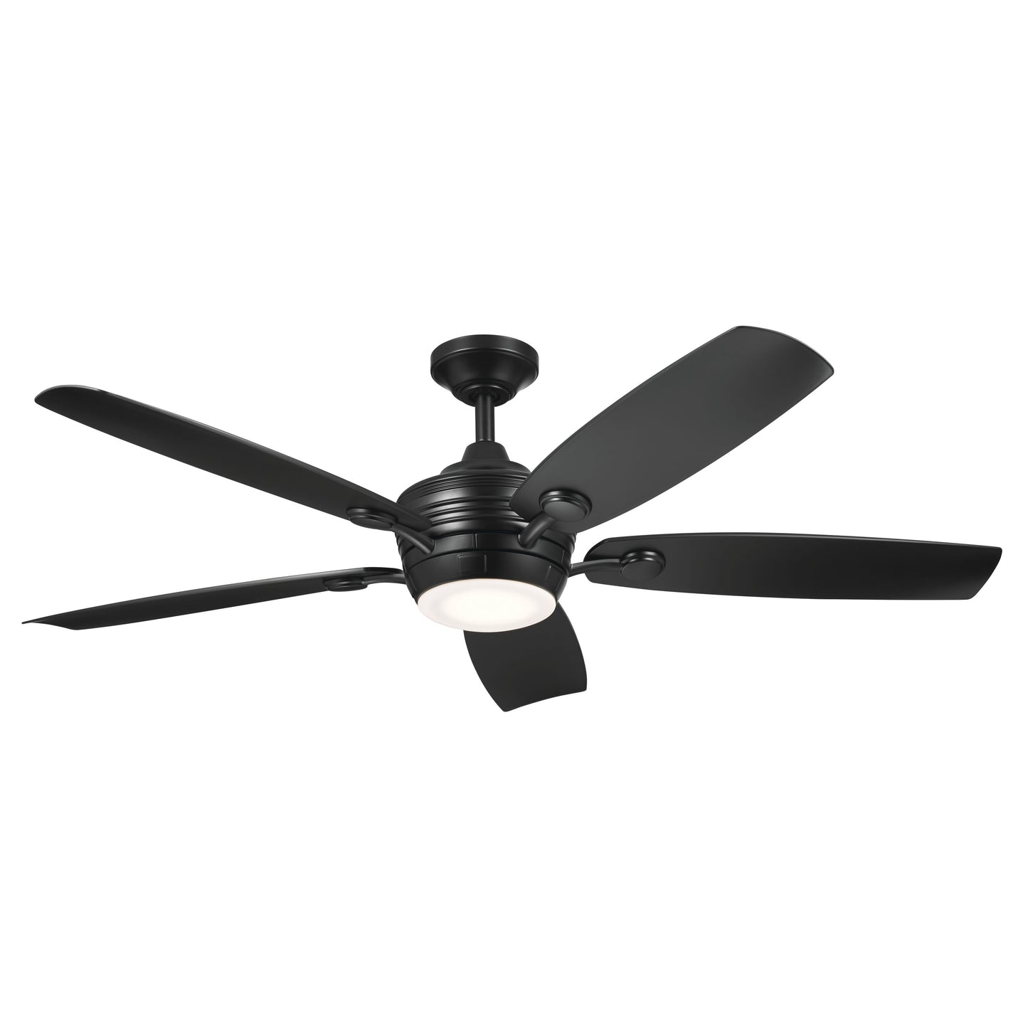 Kichler Tranquil 56-in Integrated LED Outdoor Satin Black with Satin Black Blades Ceiling Fan With Light - Remote Included ( 5 -Blade ) 5265308