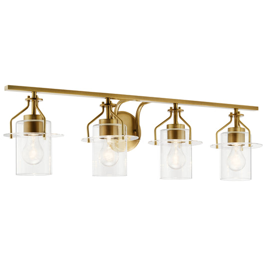 Kichler Everett 34.25-in 4 -Light Gold Industrial Vanity light 5271851