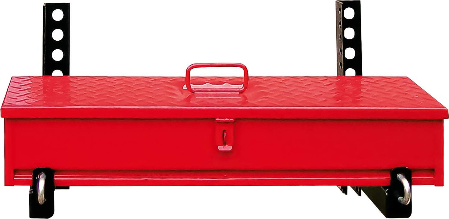 LARIN MTB-28R Red 28" Tractor Metal Tool Box, Heavy Duty Steel, Diamond Tread Lid, Univerasal mounting